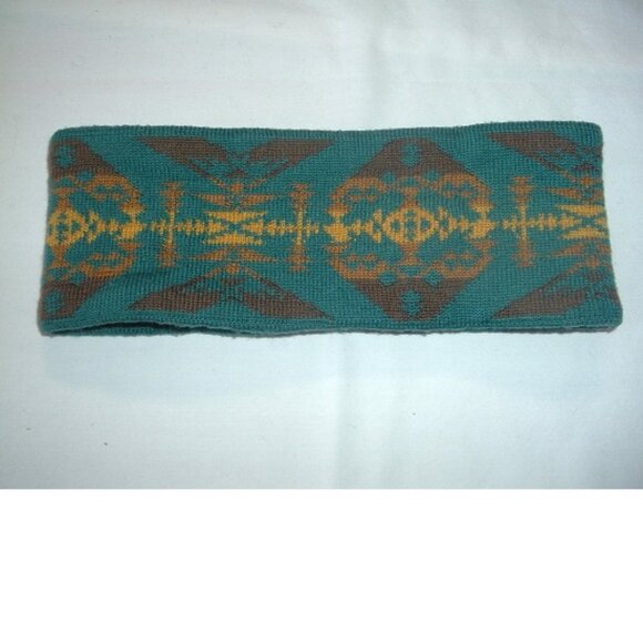 Pendleton Knit Ear Warmer Headband Fleece Lined Southwest Design One Size Teal - Picture 1 of 3